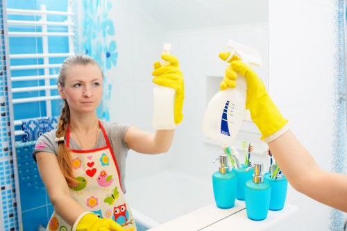 Tenancy cleaning in progress with a focus on a tidy rental property