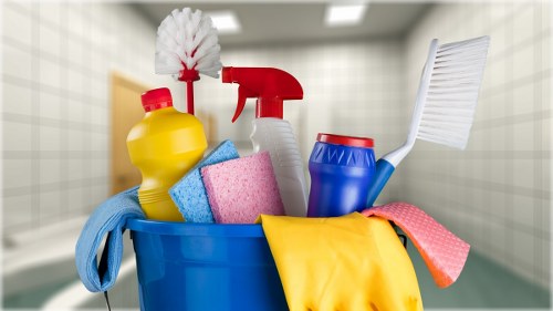 Detailed end of lease cleaning in a kitchen and bathroom area