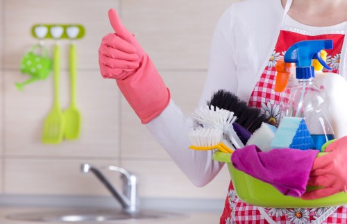 Thorough rental property cleaning with focus on surfaces and fixtures