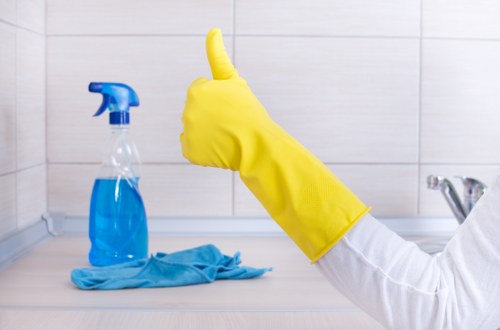 Rental property cleaning before inspection with polished fixtures