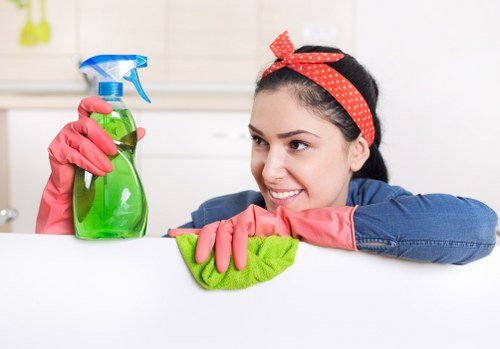 Professional tenancy cleaning team working safely in a property
